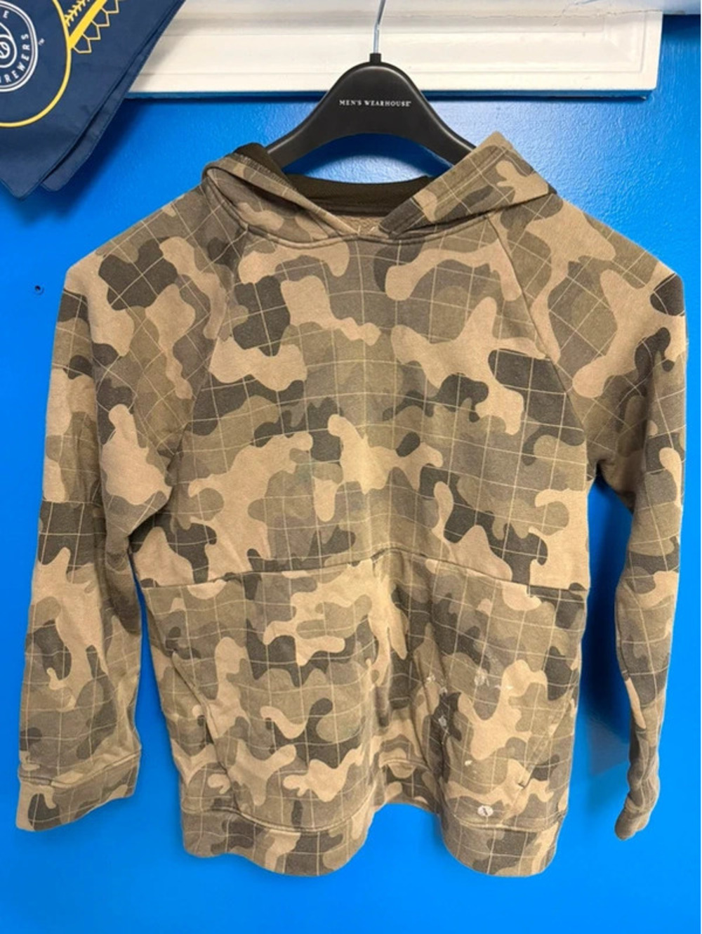 Xersion Youth Large 14/16 Camo Grid Pullover Hoodie Sweatshirt Boys